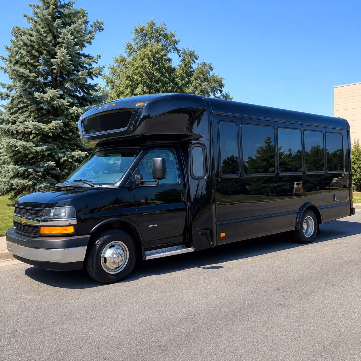 Interior of a party bus rental serving Wilmington