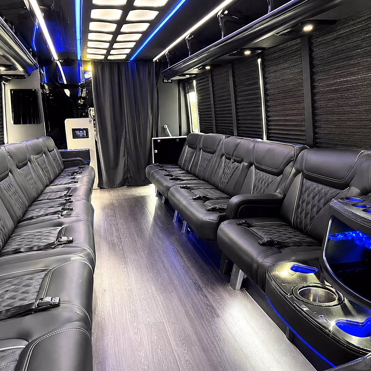 Wilmington Private Event Transportation party bus interior