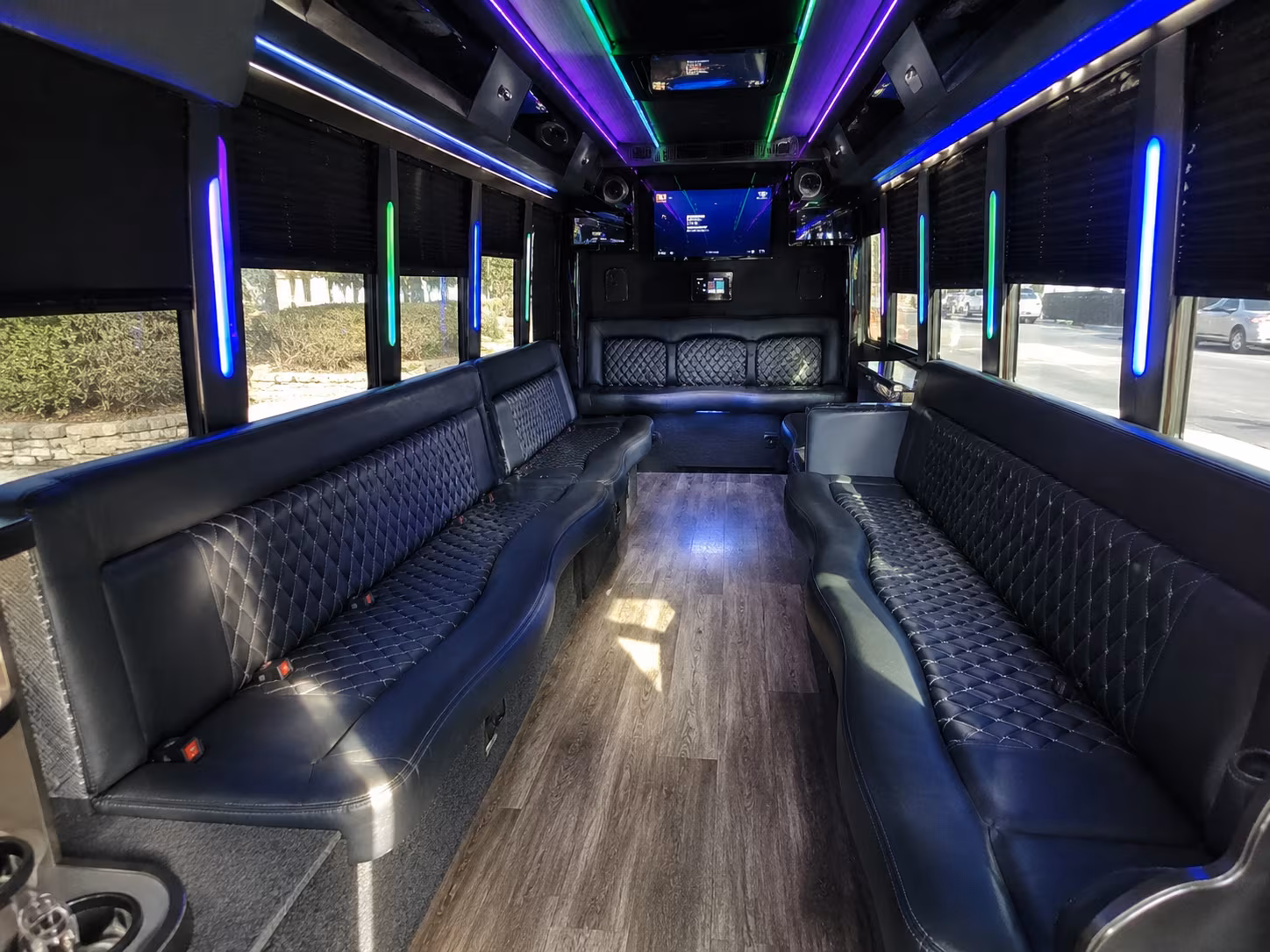 Wilmington Private Event Transportation party bus interior