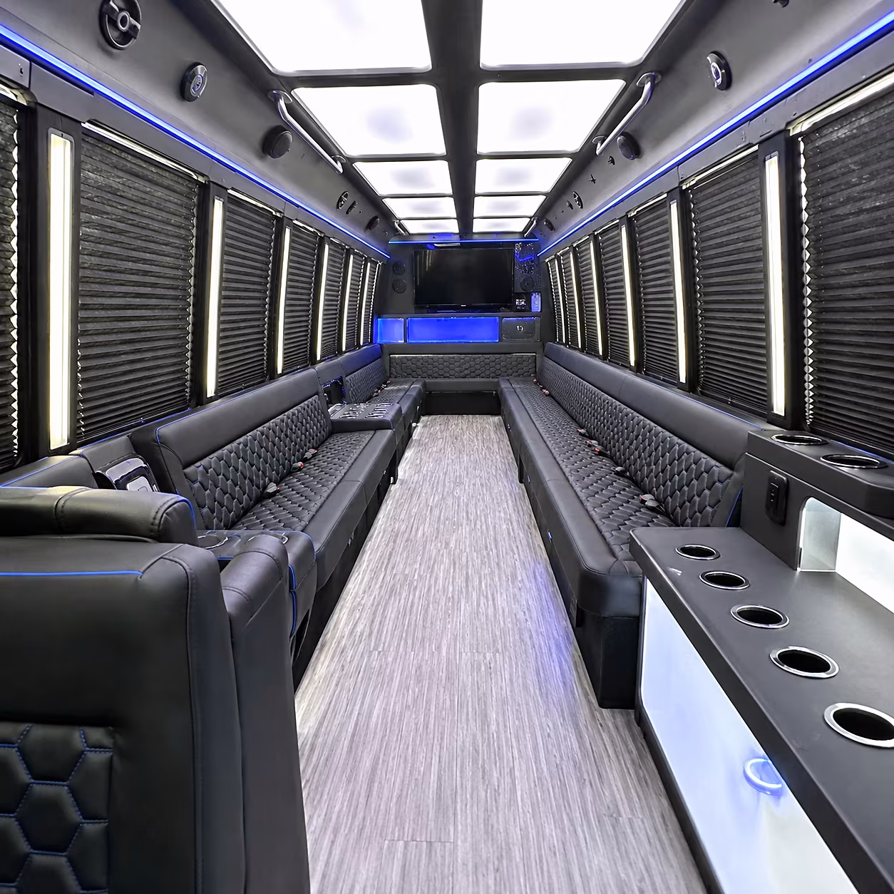 Wilmington Sporting Event Transportation party bus interior