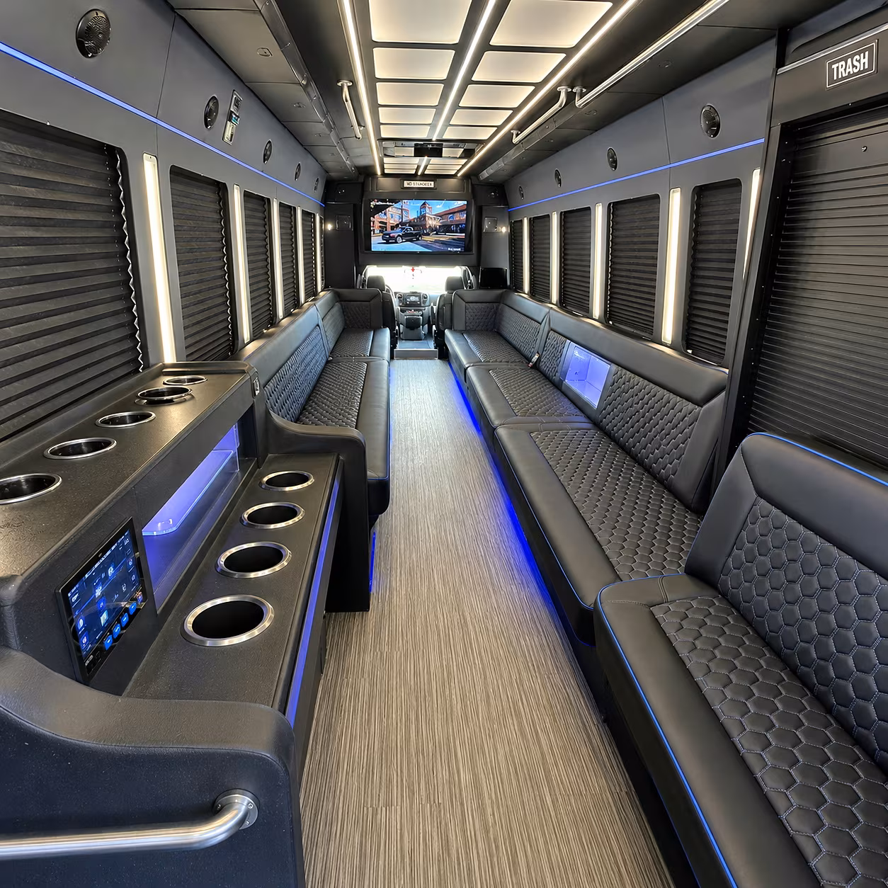 Wilmington Sporting Event Transportation party bus interior