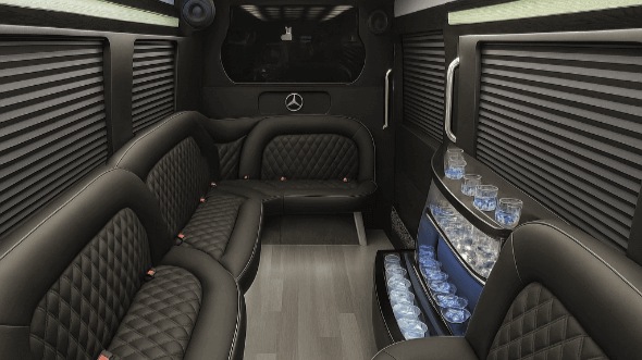 Interior of Wilmington Party Bus Company's 14 Passenger Sprinter Limousine in Cary