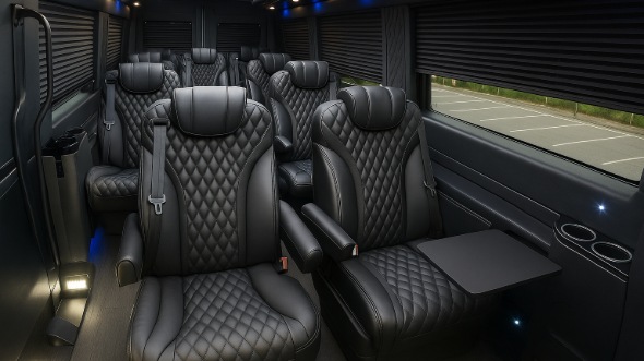 Interior of Wilmington Party Bus Company's 18 Passenger Minibus in Wilmington