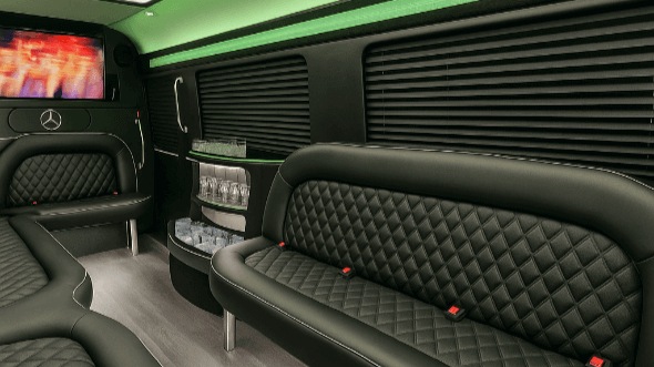 Interior of Wilmington Party Bus Company's 18 Passenger Party Bus in Rocky Mount