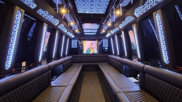 Interior of Wilmington Party Bus Company's 20 Passenger Party Bus in Jacksonville