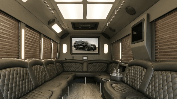 Interior of Wilmington Party Bus Company's 20 Passenger Party Bus in Raleigh