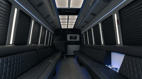 Interior of Wilmington Party Bus Company's 25 Passenger Party Bus in Cary