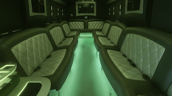 Interior of Wilmington Party Bus Company's 25 Passenger Party Bus in Greenville