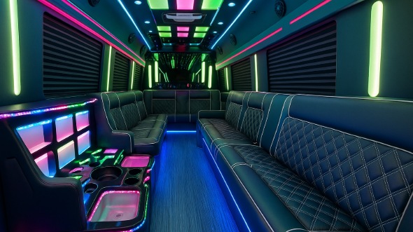 Interior of Wilmington Party Bus Company's 25 Passenger Party Bus in Wilmington
