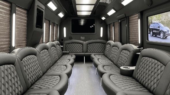 Interior of Wilmington Party Bus Company's 28 Passenger Party Bus in Durham