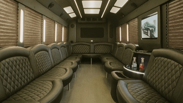 Interior of Wilmington Party Bus Company's 30 Passenger Party Bus in Cary