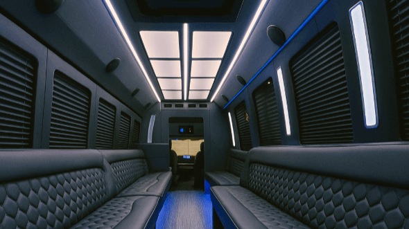 Interior of Wilmington Party Bus Company's 40 Passenger Party Bus in Cary