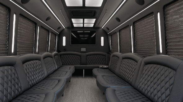 Interior of Wilmington Party Bus Company's 40 Passenger Party Bus in Rocky Mount