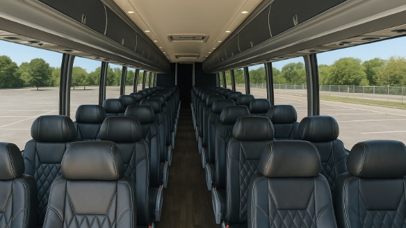 Interior of Wilmington Party Bus Company's 47 Passenger Charter Bus in Wilmington