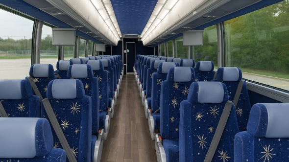Interior of Wilmington Party Bus Company's 55 Passenger Charter Bus in Wilmington