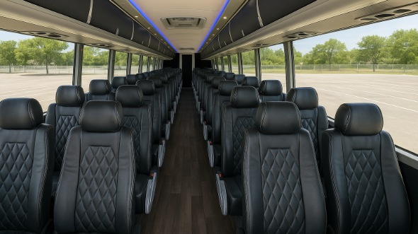 Interior of Wilmington Party Bus Company's 56 Passenger Charter Bus in Wilmington